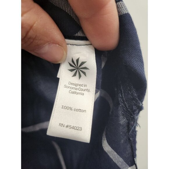 Athleta Womens Presidio Tunic Top Size Small Navy Windowpane 1/4 Button Cotton - Picture 6 of 9